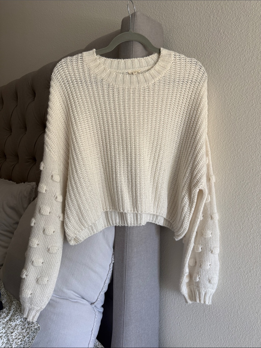 Bubble Sleeve Crew Sweater
